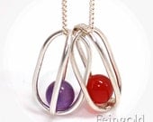 CUSTOM Sterling Silver Necklace - Two Loves - Sterling Silver - Gemstone Choice - 18 Inch Chain - Free US Shipping