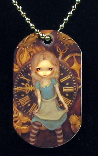 Jasmine Becket-Griffith Art Dogtag Necklace Alice in Clockwork & Alice in the Pool of Tears wonderland