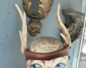 Antlers, deer costume, five point stag, leather headpiece