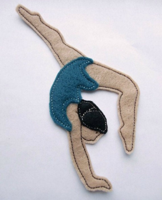 Iron On Patch Applique  Gymnastics Gymnast in Teal Leotard