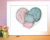 Cat Illustration Print - Cat lovers christmas present - nursery art - mothers day