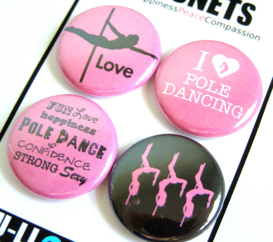I Love Pole Dancing Magnet Set - Pink and Black
