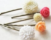 Flower Hair Pins - Set of Five - Blush Bouquet