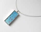 reversible abstract watery bubble circles inspirational quote necklace teal turquoise art pendant