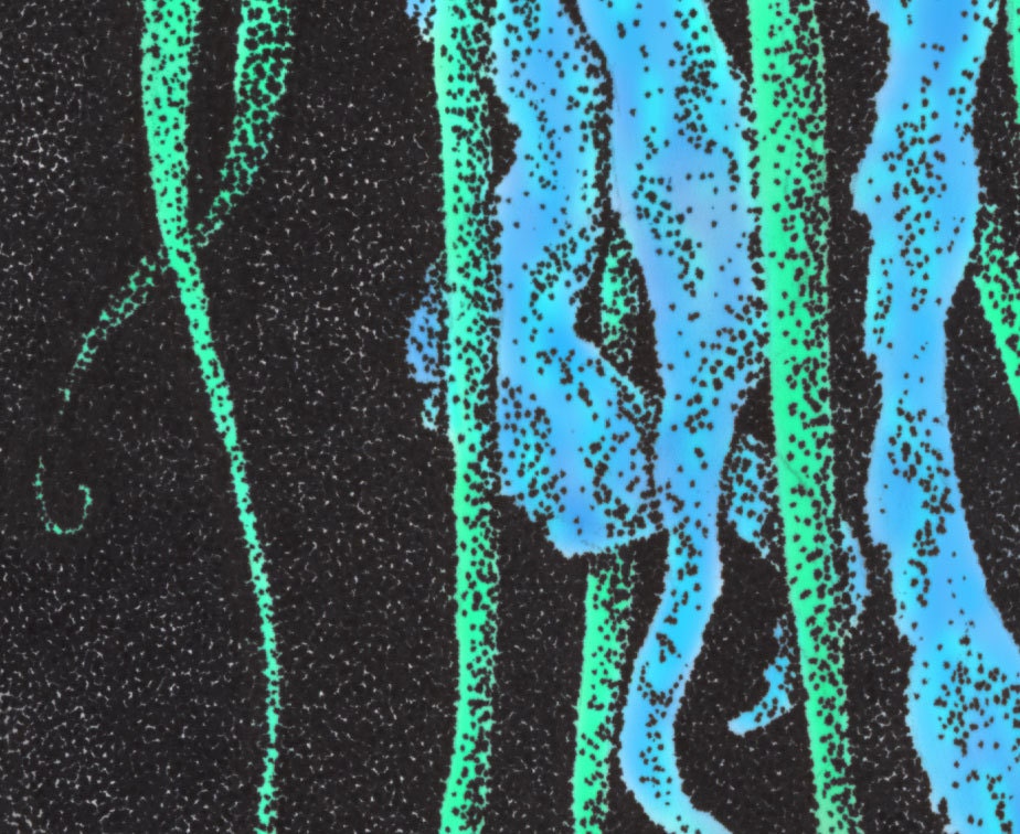 Print Jellyfish Blue 24x32 -Giclee Pointillism -