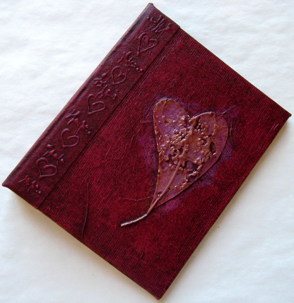 Heart Journal Handmade Refillable Red Copper Textured Original 5x4