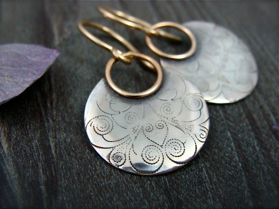 printed moon ... mixed metal earrings