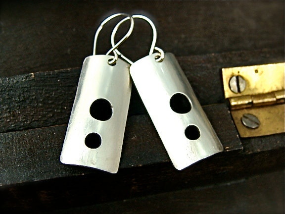 mod silver, rectangle earrings