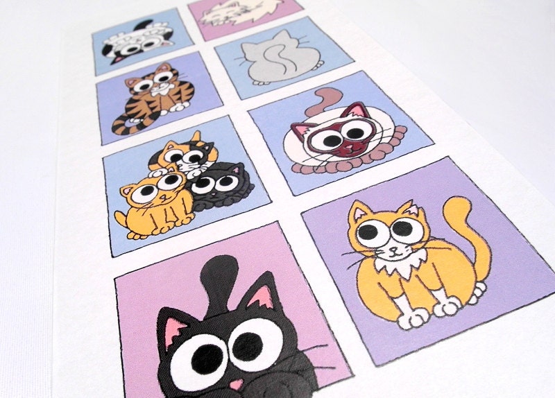Cats Card (cool colours) - Blank