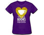 Tea & Books Womens T-Shirt, Library Reading Tshirt, I Love Books, Librarian Tshirt, Bookworm, Nerdy Shirt, Short Sleeve S M L XL XXL