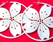 Big Sterling Silver Sakura Hoops