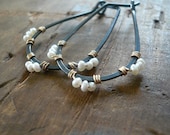 Medley Collection Hoops - Handmade. Hand forged. Seed Pearls. 14kt Goldfill. Heavily Oxidized Sterling Silver Earrings