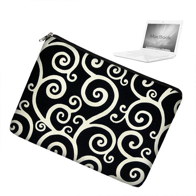 Laptop Case 13 inch MacBook Case - Twirl Black White