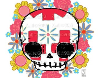 Skull and Flowers fine art print