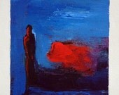 Blue ABSTRACT Figurative Painting - Canvas Wall Art Oil Painting - Original Art 11x14 by BenWill