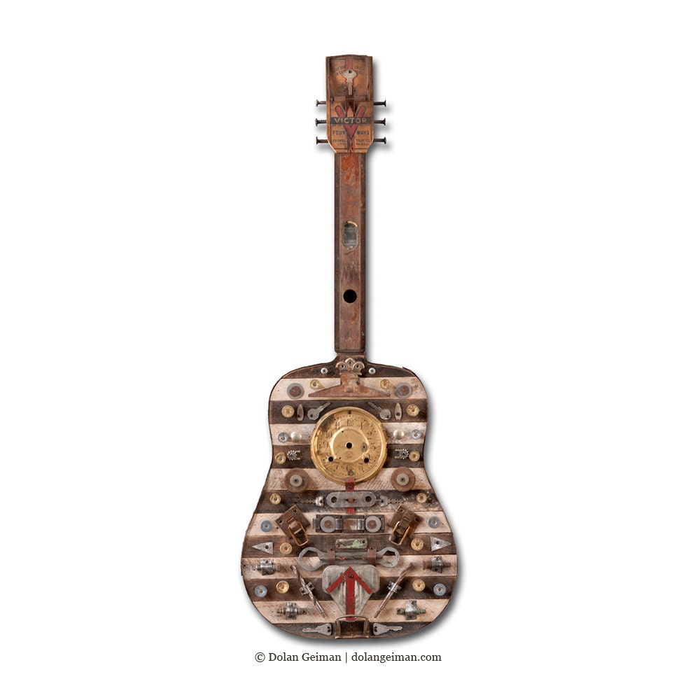 Guitar Wall Sculpture, Dirty South Blues, Original Mixed Media Art, Made to Order