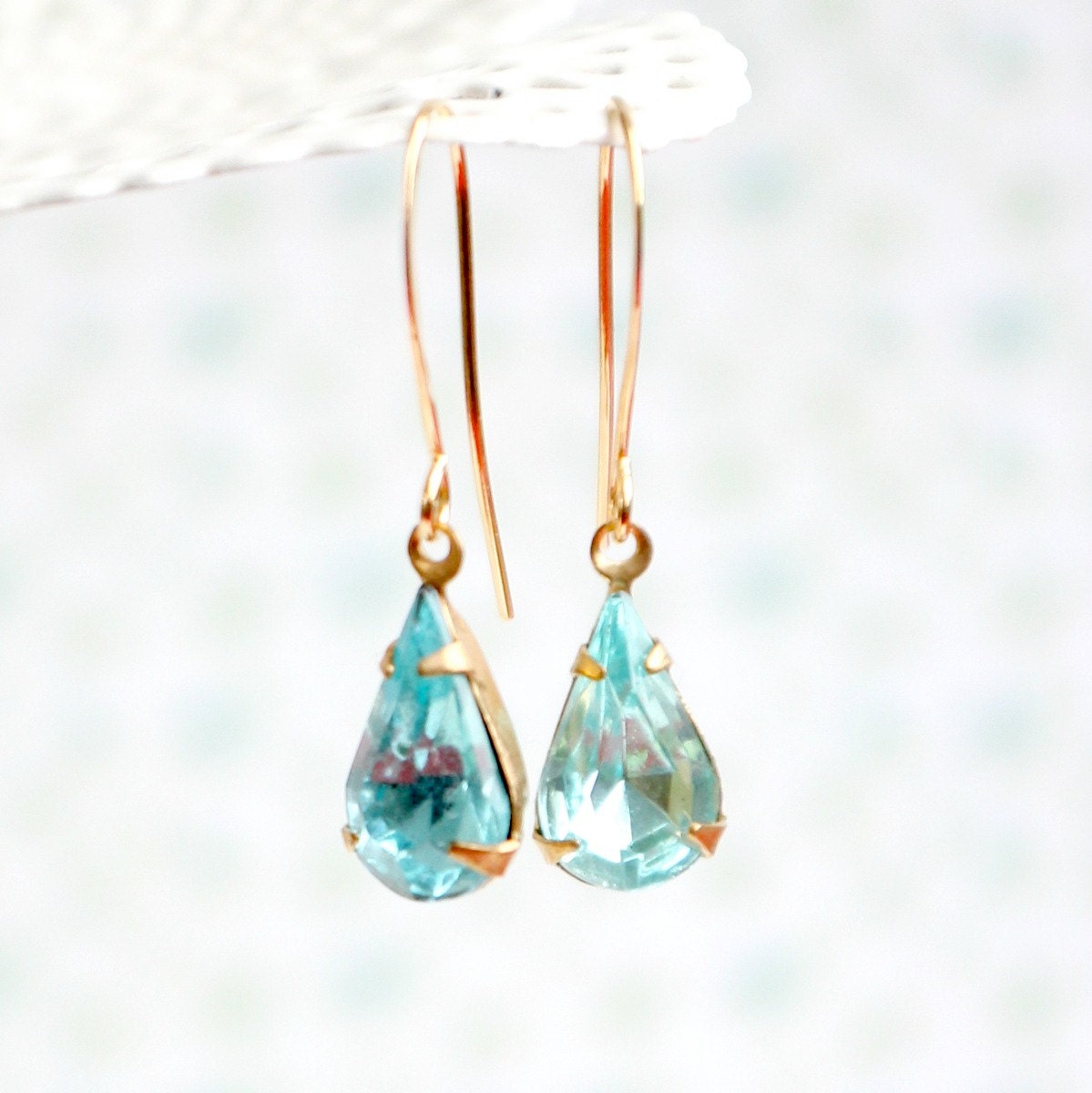 Dreamy Aqua Glass Charm Earrings
