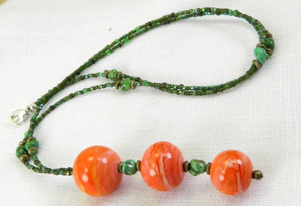Pumpkins and Peas Y Necklace