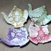 Four Damask Teapot Tea bag Holders