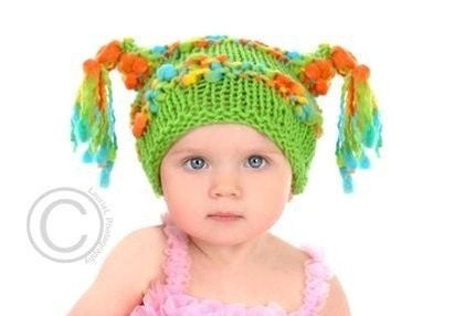 Hand Knit Tasseled Baby Hat Choice of Color Free Shipping in USA