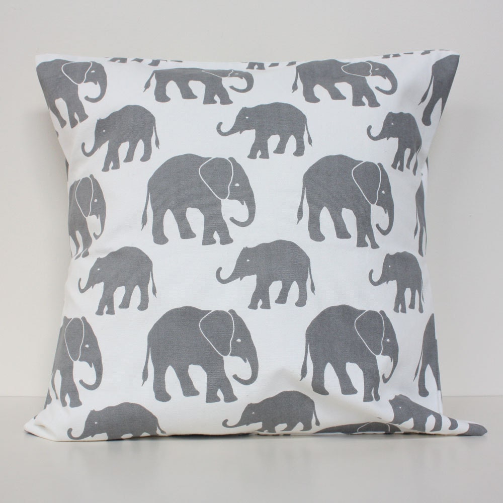 Organic Cotton Cushion Cover - Grey Elephants - SALE