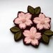 Cherry Blossom Trio, felt flower brooch, pale pink
