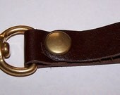 Darkwear Clothing Brown Leather Key Fob Steampunk Harness Clip w Brass Snap