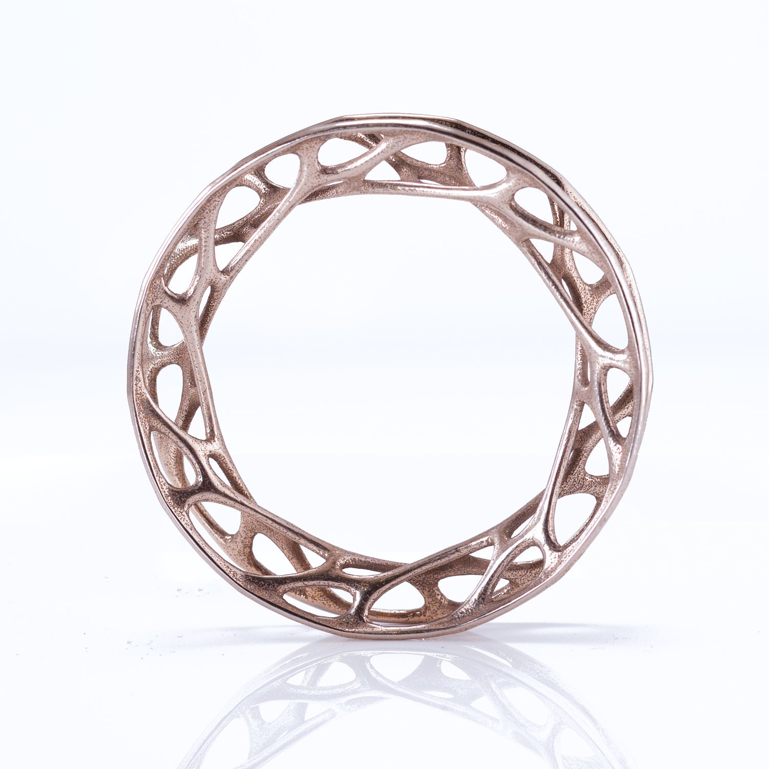 Convolution Bangle - stainless steel bracelet, cellular organic intricate 3d-printed jewelry
