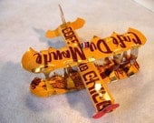 Airplane ornament, handmade recycled tin cans Coffee can