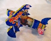 Airplane ornament, handmade recycled tin cans Blue