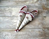 2 Victorian Cone Ornaments Wedding Decor Ruby Jeweled