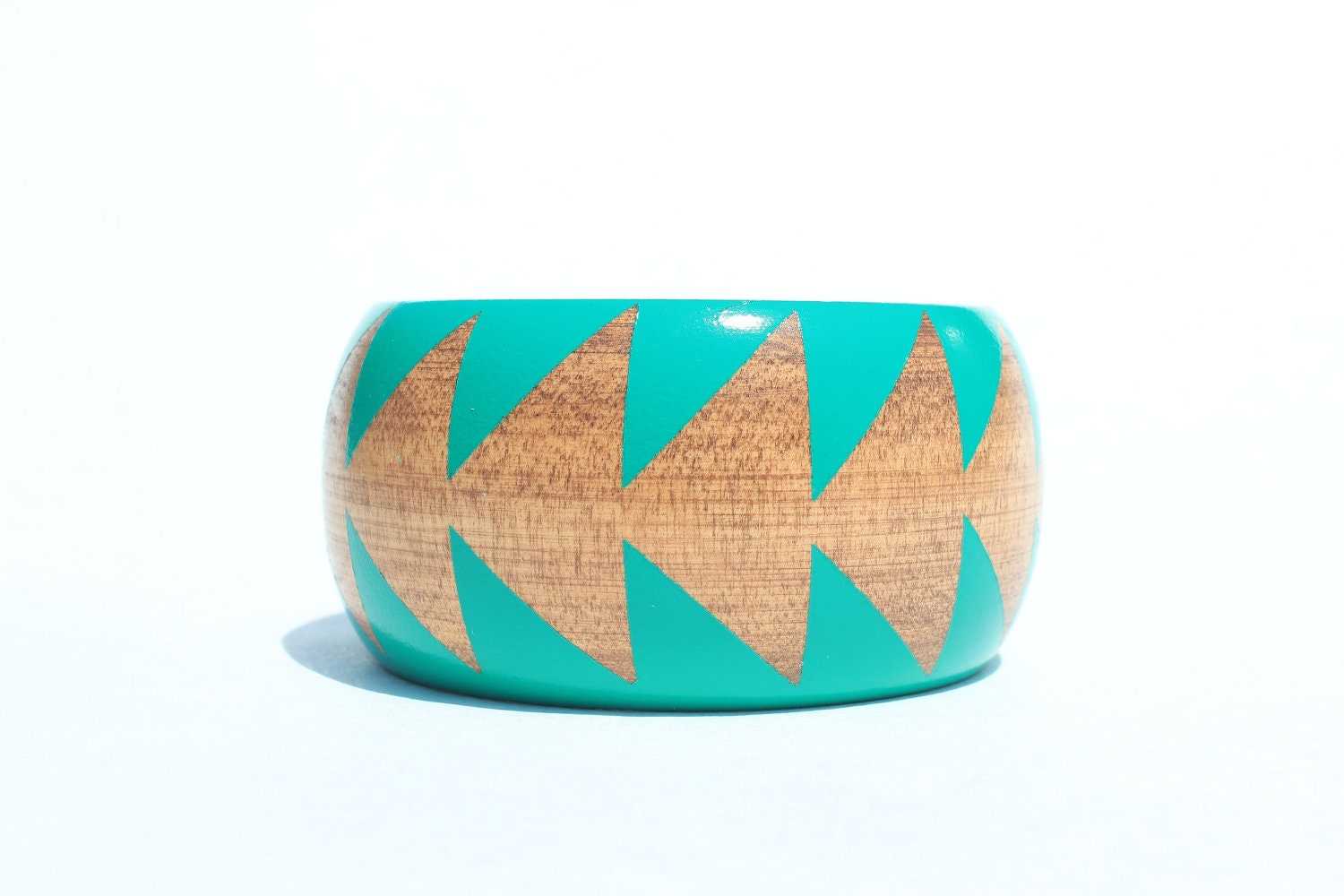 Emerald Green Stained Wood Bangle- S-XL