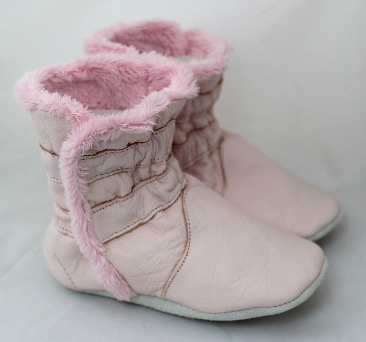 12-18 month size Mini Toes pink soft sole leather warm winter fall baby shoes