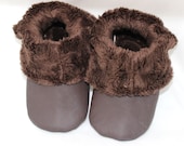 6-12 month size Mini Toes brown soft sole leather warm winter fall baby shoes