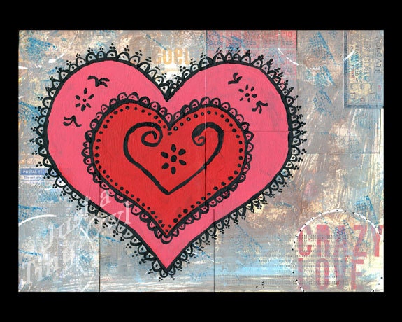 Crazy Love - Henna Inspired Mixed Media 8x10 Print