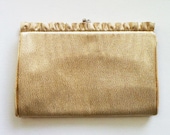 Gold Lame' Clutch Purse - Ruffled Clutch - Metallic Clutch - HL USA - Harry Levine