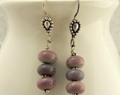 Paisley and Purple Lampwork Bead Earrings