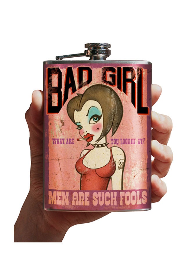 Bad Girl - stainless steel flask - 8oz.
