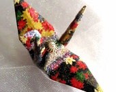 Golden Maple Peace Crane Christmas Ornament Wedding Cake Topper Party Favor Origami Japanese Bird