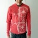 SALE - XL - Fixie - unisex eco-heather zip hoodie, creme on red