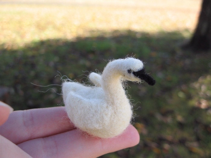 Needle Felted Miniature Swan Figure