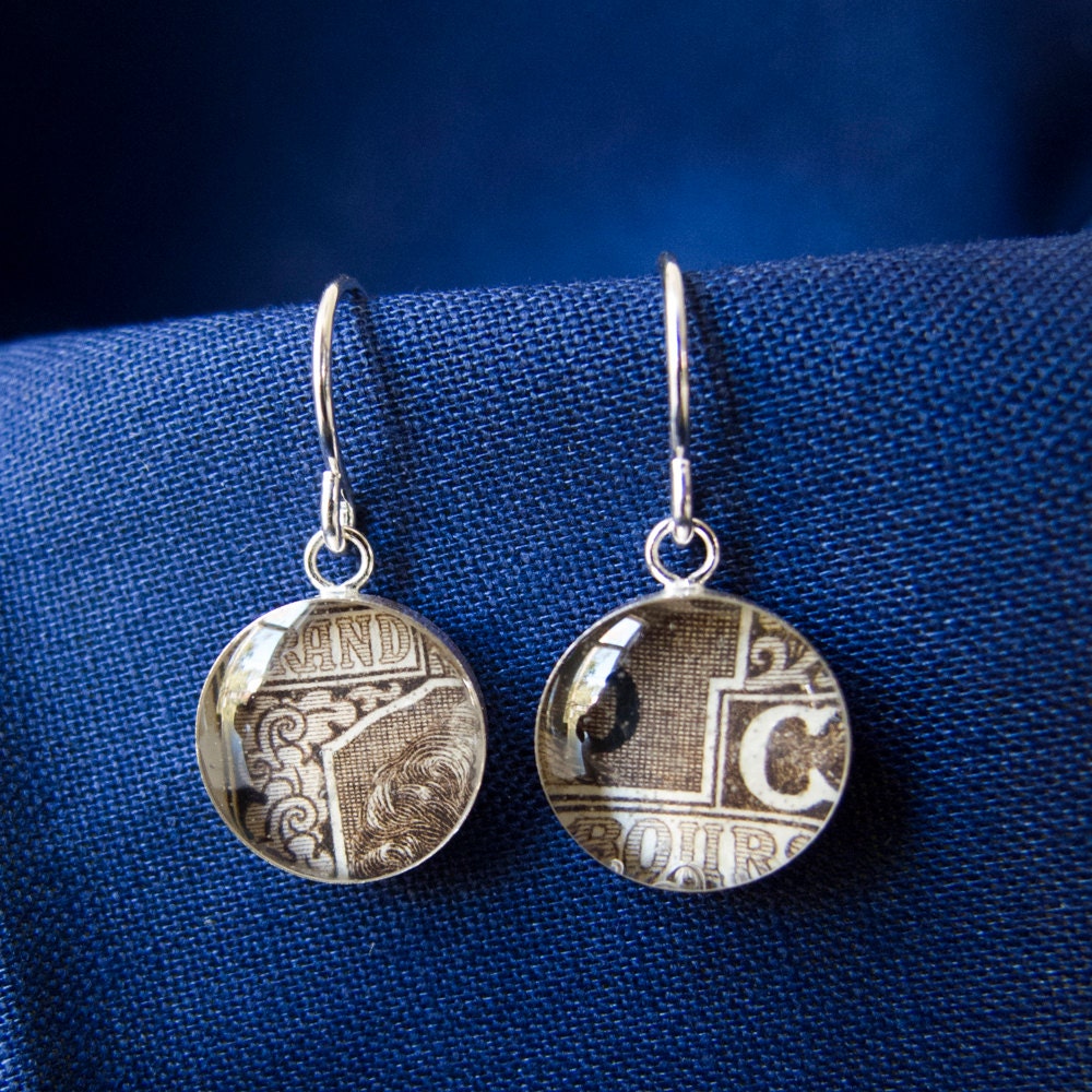 Luxembourg Postage Stamp Drop Earrings