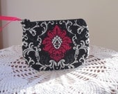 Mini Zippy Coin/Business Card Clutch Case Damask