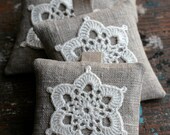 Lavender sachets -- crochet motif -- set of 4