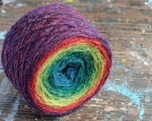 Pure wool knitting yarn - 2 x 100 g -- purple, mustard, lilac