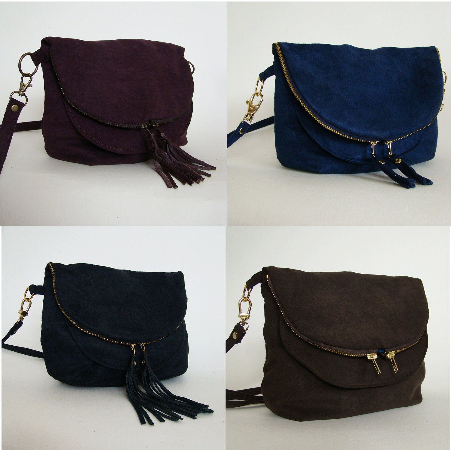 Customizable Mini Foldover Day Traveler Bag in vegan suede, fold over cross body bag, made to order