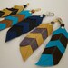 Leather Feather, gray and marigold feather keychain/ bag charm, ready to ship