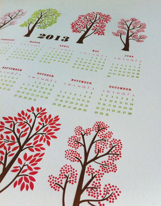 2013 letterpress wall calendar