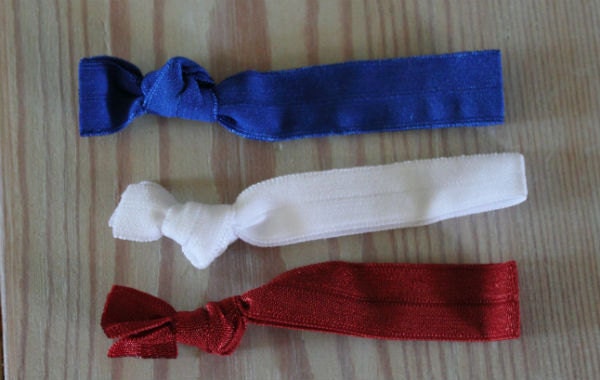 Red White Blue Knotted Elastic Hair Ties