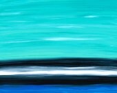 Aqua Sky Abstract Landscape Modern Art Black White Large Canvas Huge Ready To Hang Sharon Cummings Artwork